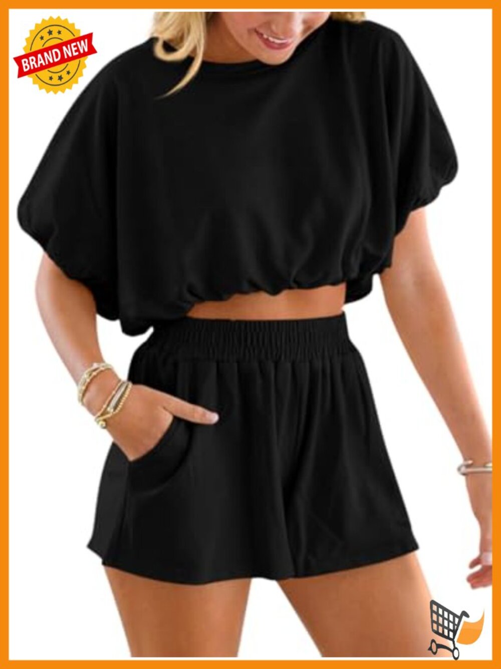 2 Piece Shorts Set Bubble Crop Top Lounge Set Summer Travel Outfits